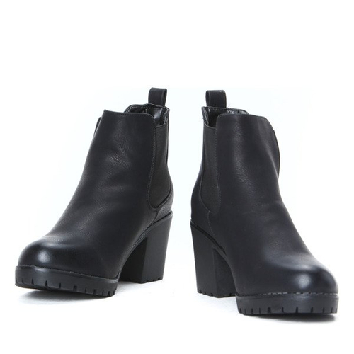 Czarne botki na grubym obcasie Loren - Obuwie