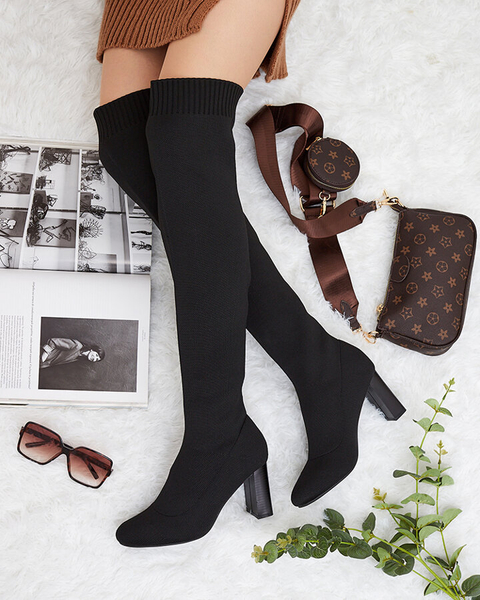 Royalfashion Dámské nazouvací kozačky nad kolena Nolels