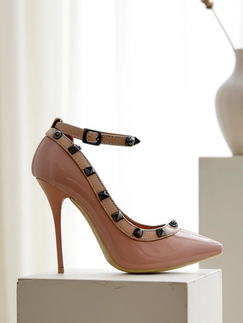 Royalfashion Жіночі лаковані туфлі на підборах з блискітками Qoscalle