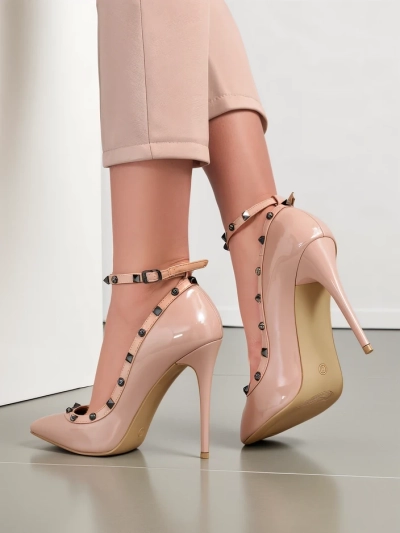 Royalfashion Жіночі лаковані туфлі на підборах з блискітками Qoscalle