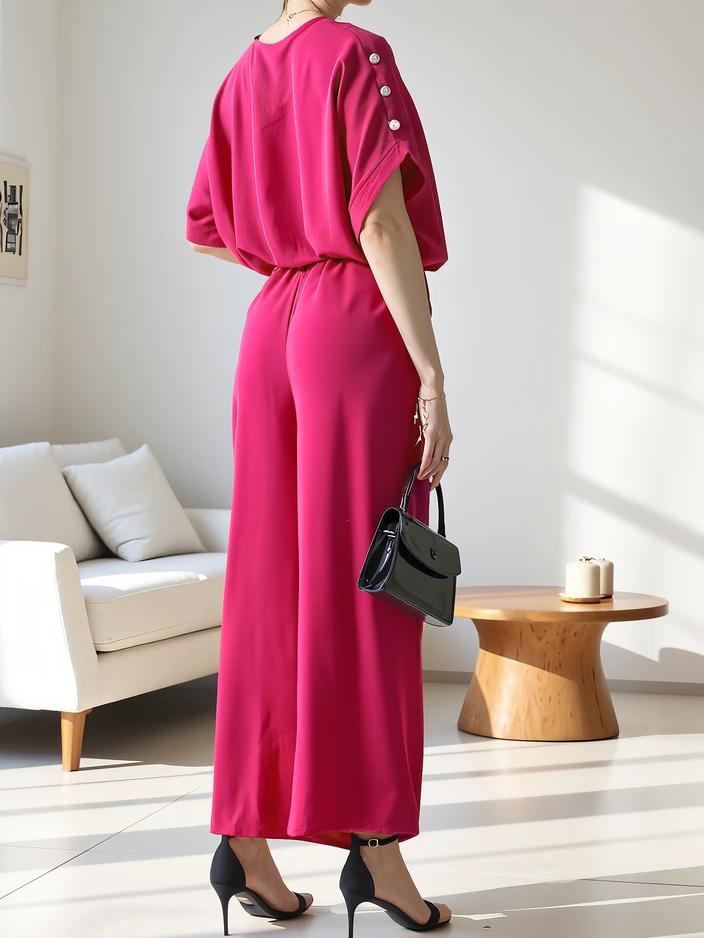 Royalfashion Dámský casual set s blůzou s krátkým rukávem a širokými kalhotami