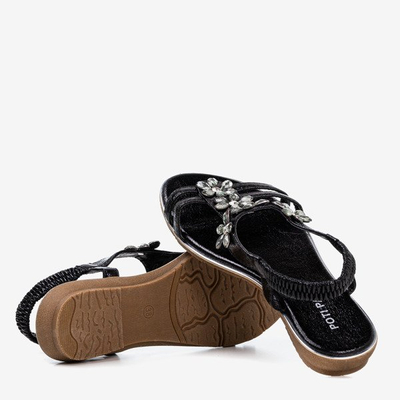 Černé dámské sandály s krystaly Crisela - Obuv 1