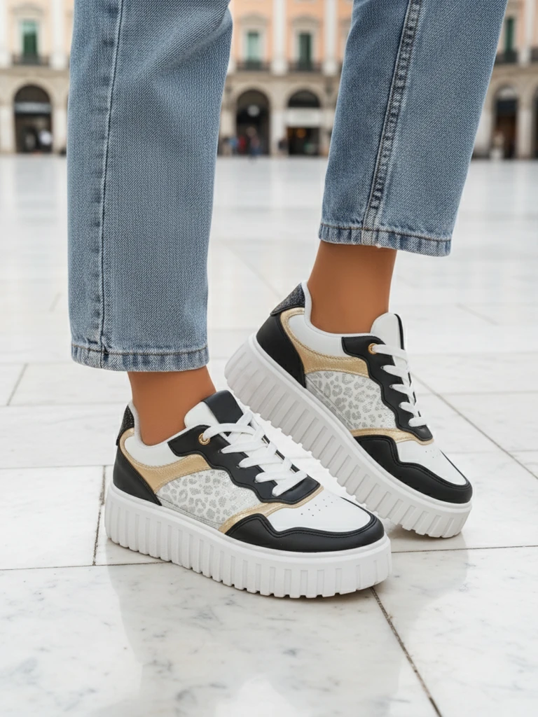 Dámské tenisky Royalfashion Callista platforma černé eko kůže velikost 40