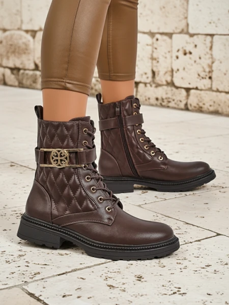 Prošívané dámské kotníkové boty z ekologické kůže Sable Rose