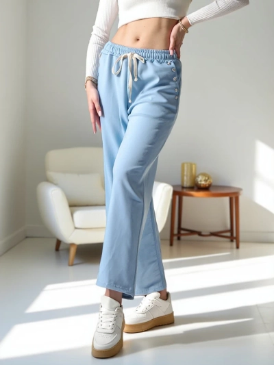 Royalfashion Жіночі широкі спортивні штани з віскози з цирконієм