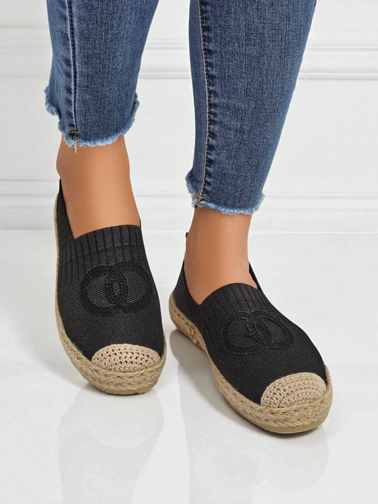 Dámské espadrilky Atena černé – plochý podpatek, ekologická semišová kůže