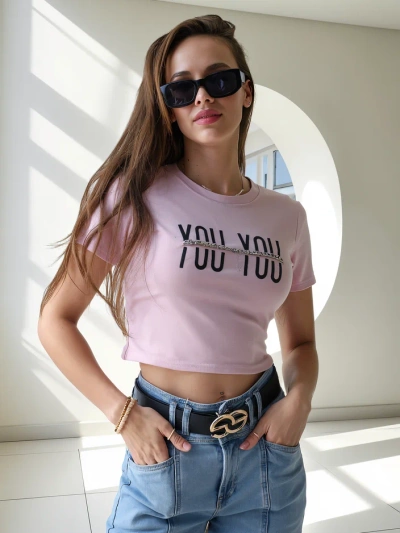 Royalfashion dámský bavlněný crop top s nápisem