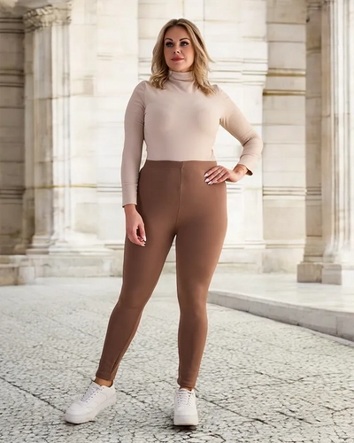 Royalfashion Dámské zateplené tregínové kalhoty PLUS SIZE