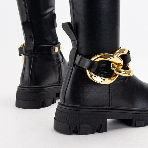 Чорні жіночі ботфорти на низькому ходу Mirumi