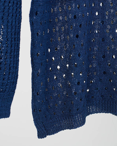 Dámský tmavě modrý prolamovaný svetr - Oblečení