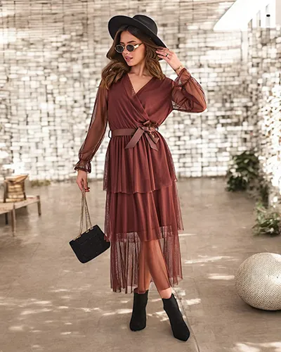 Dlouhé šaty Royalfashion pro ženy s mašlemi