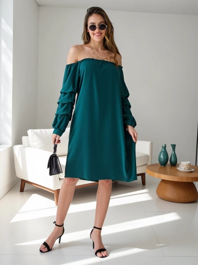 Royalfashion Hladké dámské šaty a'la španělský styl s volánky