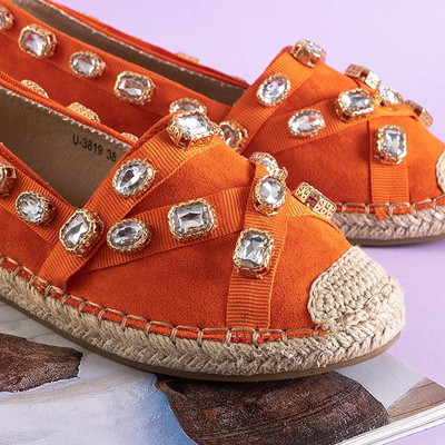 Oranžové dámské espadrilky s krystaly Wamba - obuv