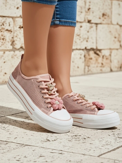 Royalfashion Dámské perforované tenisky s ozdobami Osdo