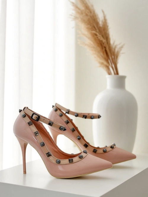 Royalfashion Жіночі лаковані туфлі на підборах з блискітками Qoscalle