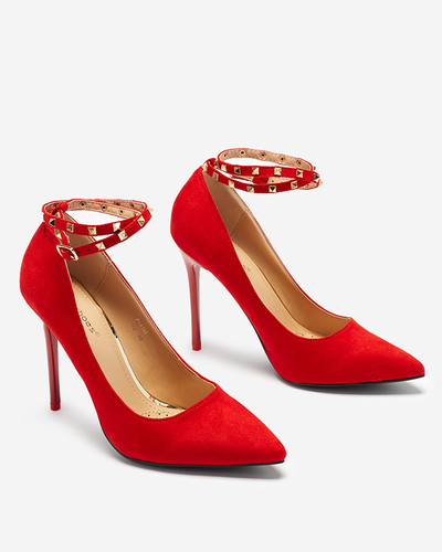 Červené dámské lodičky s páskem ke kotníku Altans - Boty