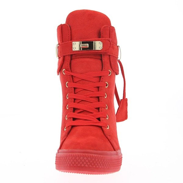 Czerwone sneakersy na koturnie - Obuwie