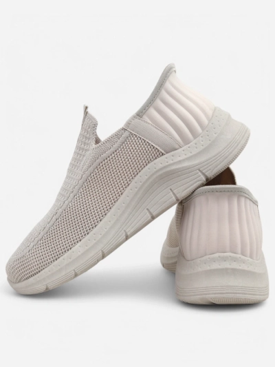 Aurelia Comfort Béžové Nazouvací Dámské Boty z Tkaniny Na Plochém Podpatku