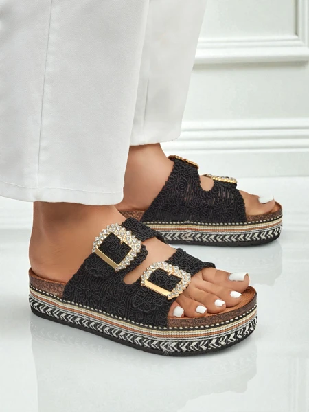 Royalfashion Dámské sandály s třpytivými sponami GlamCork