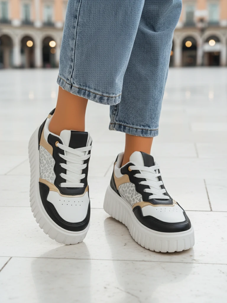 Dámské tenisky Royalfashion Callista platforma černé eko kůže velikost 40