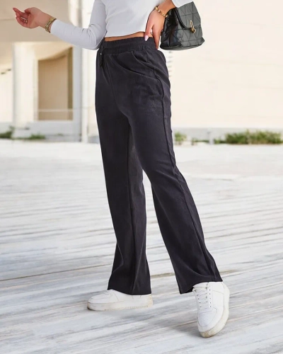 Royalfashion Námořnicky modré dámské manšestrové kalhoty