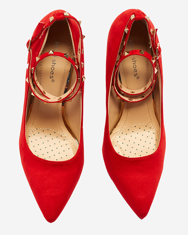 Červené dámské lodičky s páskem ke kotníku Altans - Boty