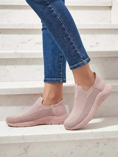 Dámské tenisky Apollo Rosa – růžové boty slip-on z tkaniny na ploché podrážce
