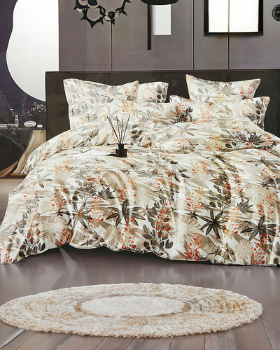 Bílé bavlněné povlečení s květinami 160x200 3dílná sada - Ložní prádlo