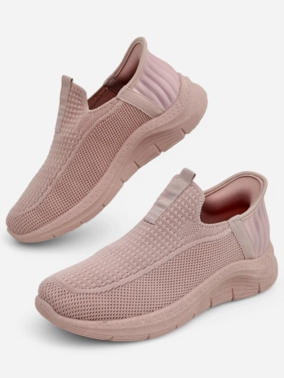 Dámské tenisky Apollo Rosa – růžové boty slip-on z tkaniny na ploché podrážce