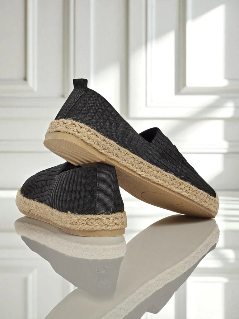 Dámské espadrilky Atena černé – plochý podpatek, ekologická semišová kůže