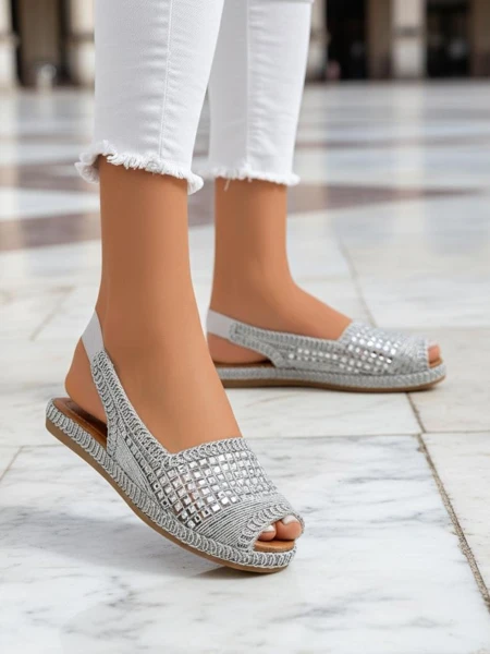 Royalfashion Dámské sandály espadrilky s zirkony Belle Sparkle