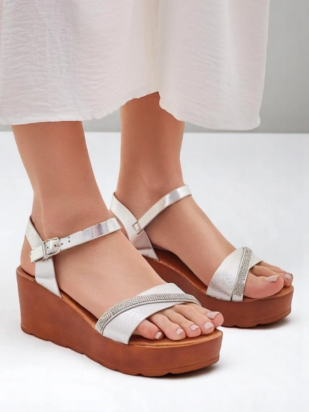 Royalfashion Dámské sandály na klínu s kamínky a třpytkami Aurora Glow