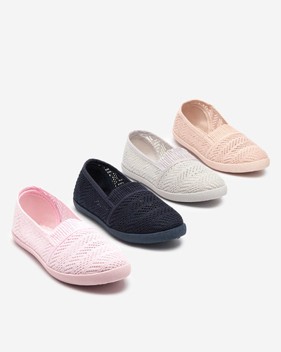 OUTLET Dětské pudrové slip on tenisky s prolamovaným svrškem Qey- Shoes