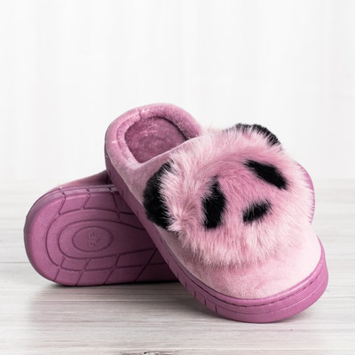 Fialové pantofle s obrázkem Panda - Obuv 1