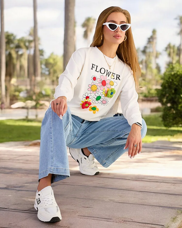 Royalfashion Dámská bavlněná mikina s tenkým potiskem