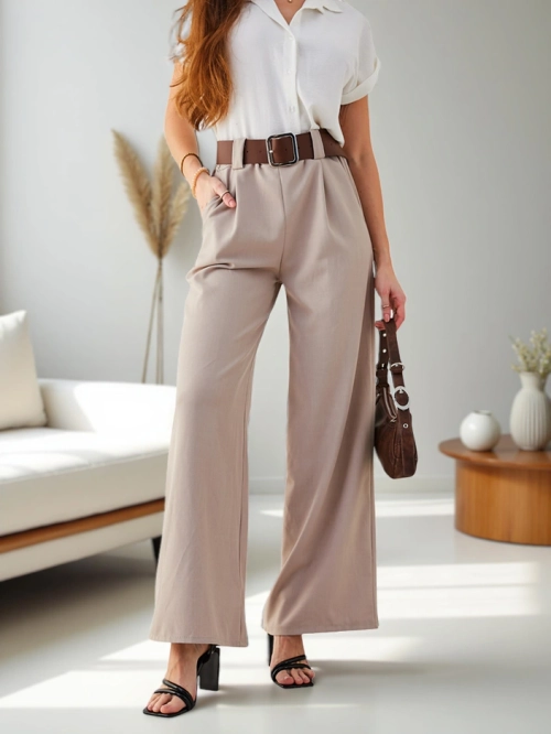 Royalfashion Широкі жіночі штани з поясом