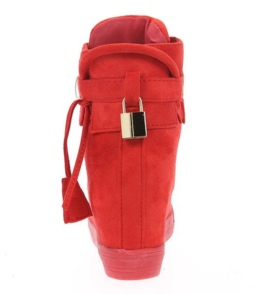 Czerwone sneakersy na koturnie - Obuwie