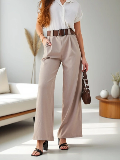 Royalfashion Широкі жіночі штани з поясом