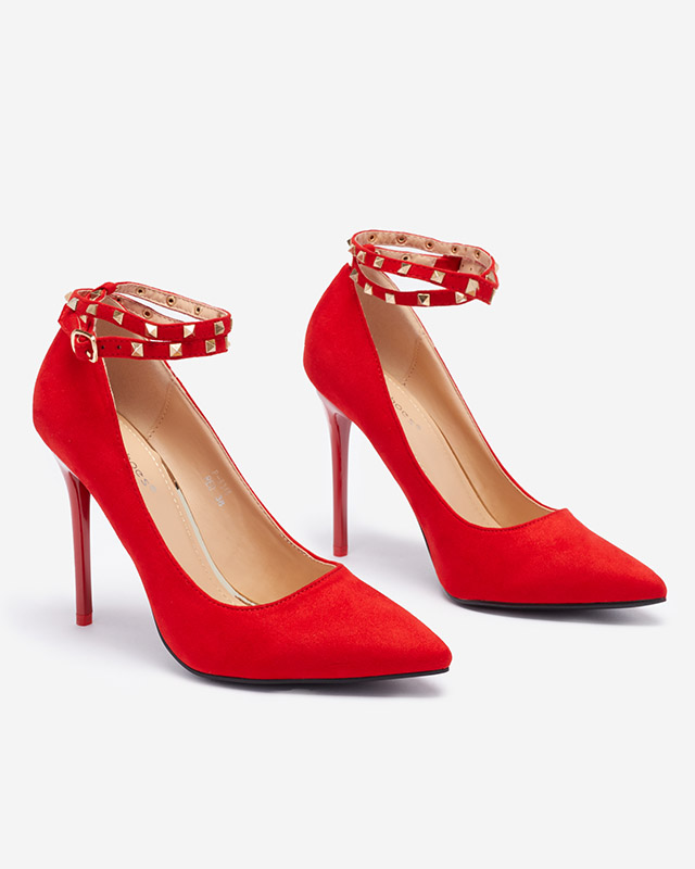 Červené dámské lodičky s páskem ke kotníku Altans - Boty