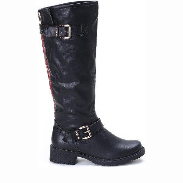 Czarne kozaki z klamrami Tamika- Obuwie