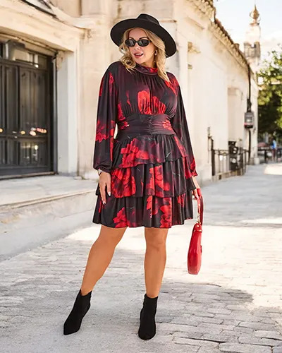 Dámské koleno-délka šaty Royalfashion s potiskem