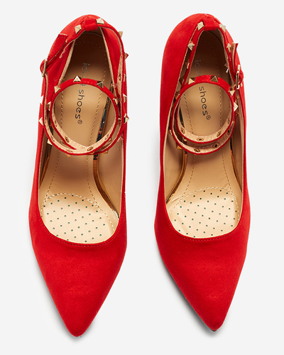 Červené dámské lodičky s páskem ke kotníku Altans - Boty