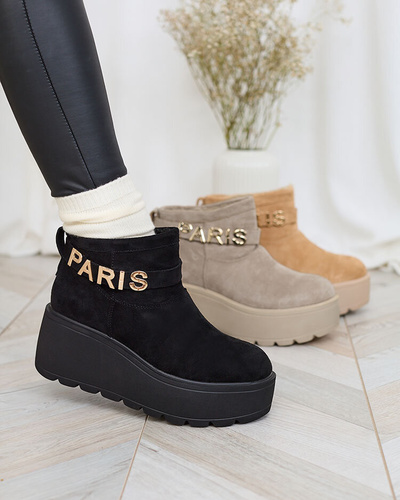 Royalfashion Černé dámské boty a'la snow boots s ornamentem Parisela