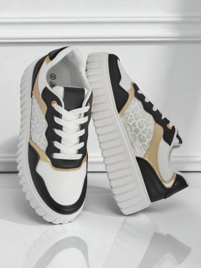 Жіночі снікерси Royalfashion Callista платформа чорні екошкіра розмір 40