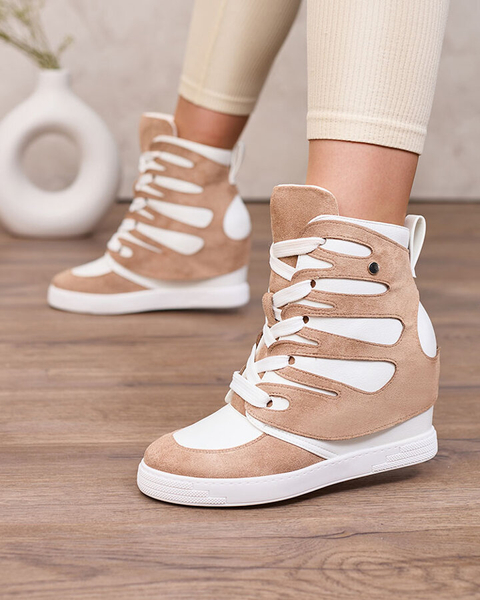 Royalfashion Světle hnědé dámské sportovní boty na podpatku Pamstinsa