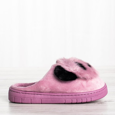 Fialové pantofle s obrázkem Panda - Obuv 1