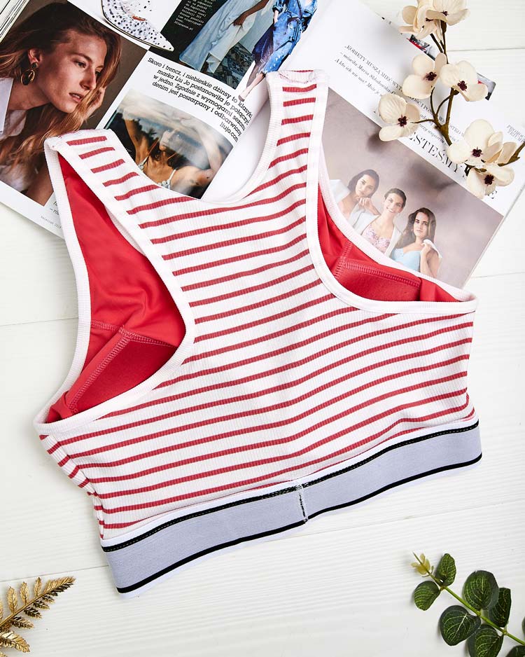 Royalfashion Dámská pruhovaná sportovní podprsenka