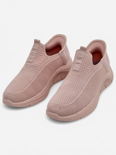 Dámské tenisky Apollo Rosa – růžové boty slip-on z tkaniny na ploché podrážce