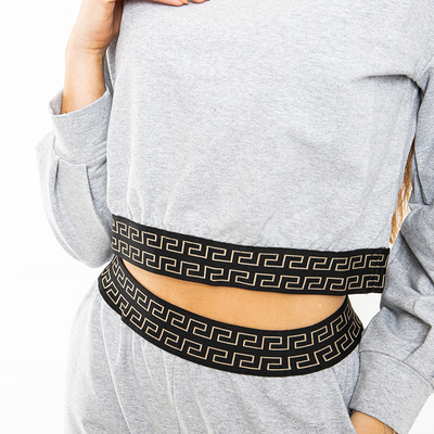 Světle šedá dámská crop top mikina - Oblečení