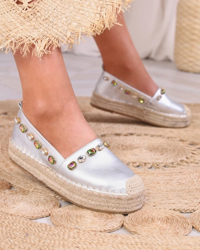 Жіночі сріблясті еспадрильї з кристалами Ziennie - Взуття